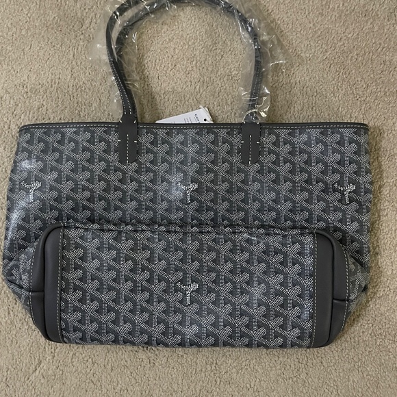 Goyard Artois PM Small Grey Leather Canvas Zipped & Structured Tote - Picture 1 of 11